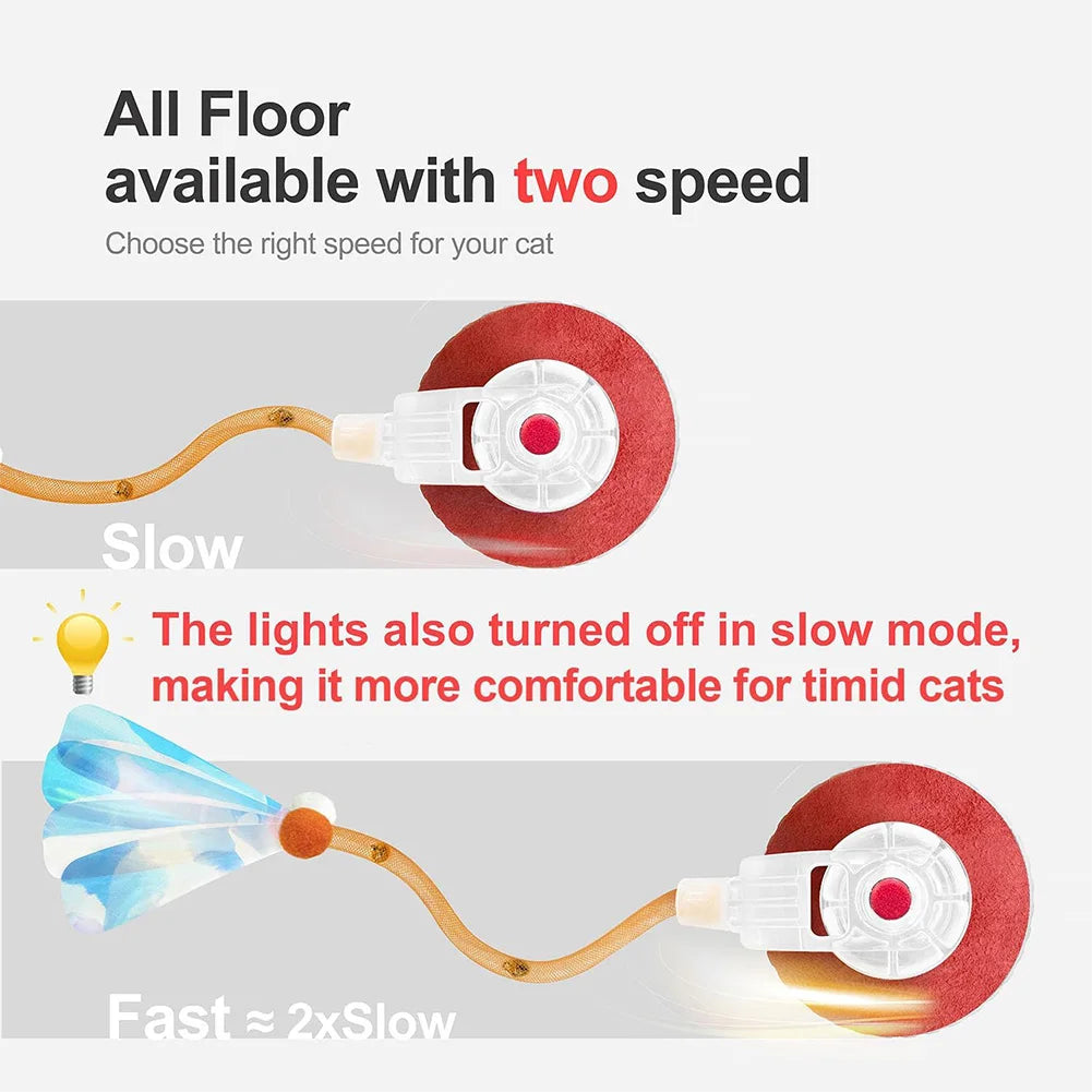 Electric Cat Toy Rechargeable Automatic Pet Exercise Toy with Elastic Mesh Tail Cat Toy Ball for Bored Indoor Adult Cat