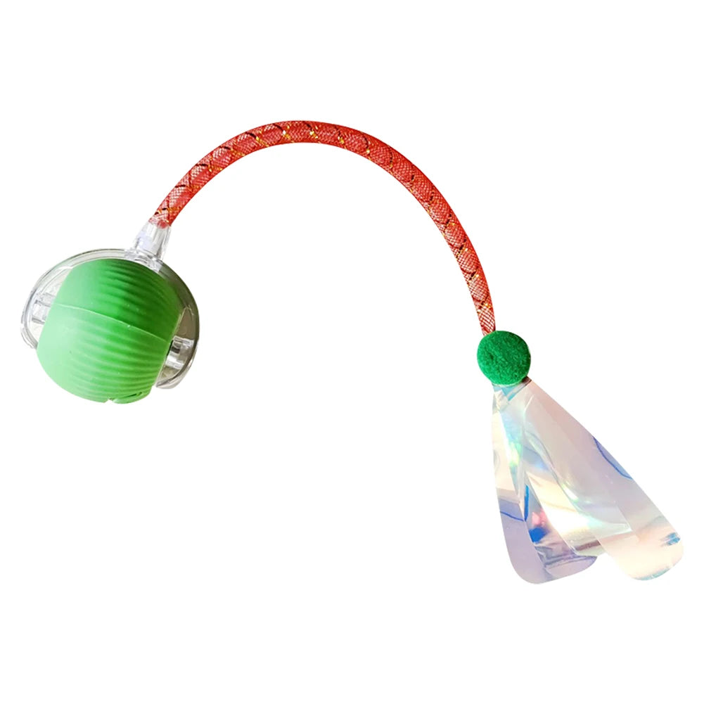 Electric Cat Toy Rechargeable Automatic Pet Exercise Toy with Elastic Mesh Tail Cat Toy Ball for Bored Indoor Adult Cat