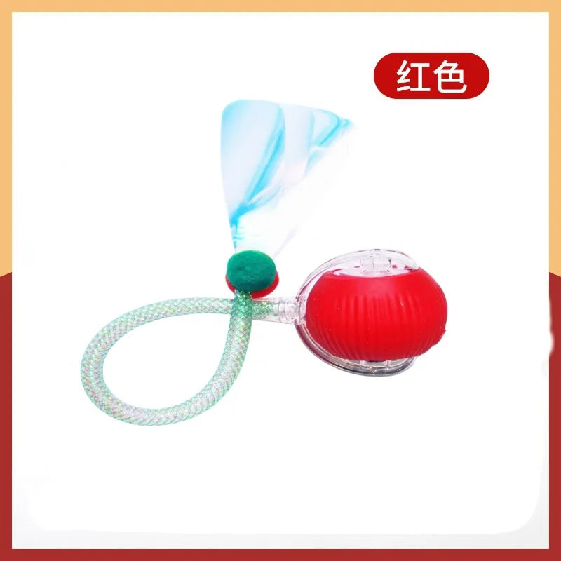 Electric Cat Toy Rechargeable Automatic Pet Exercise Toy with Elastic Mesh Tail Cat Toy Ball for Bored Indoor Adult Cat