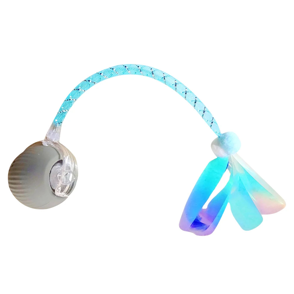 Electric Cat Toy Rechargeable Automatic Pet Exercise Toy with Elastic Mesh Tail Cat Toy Ball for Bored Indoor Adult Cat